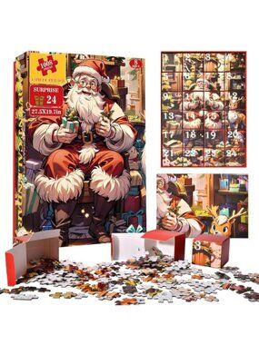 Christmas Puzzle Advent Calendar 1008-Piece Jigsaw 27.5X19.7in For Ages 8 & Up H